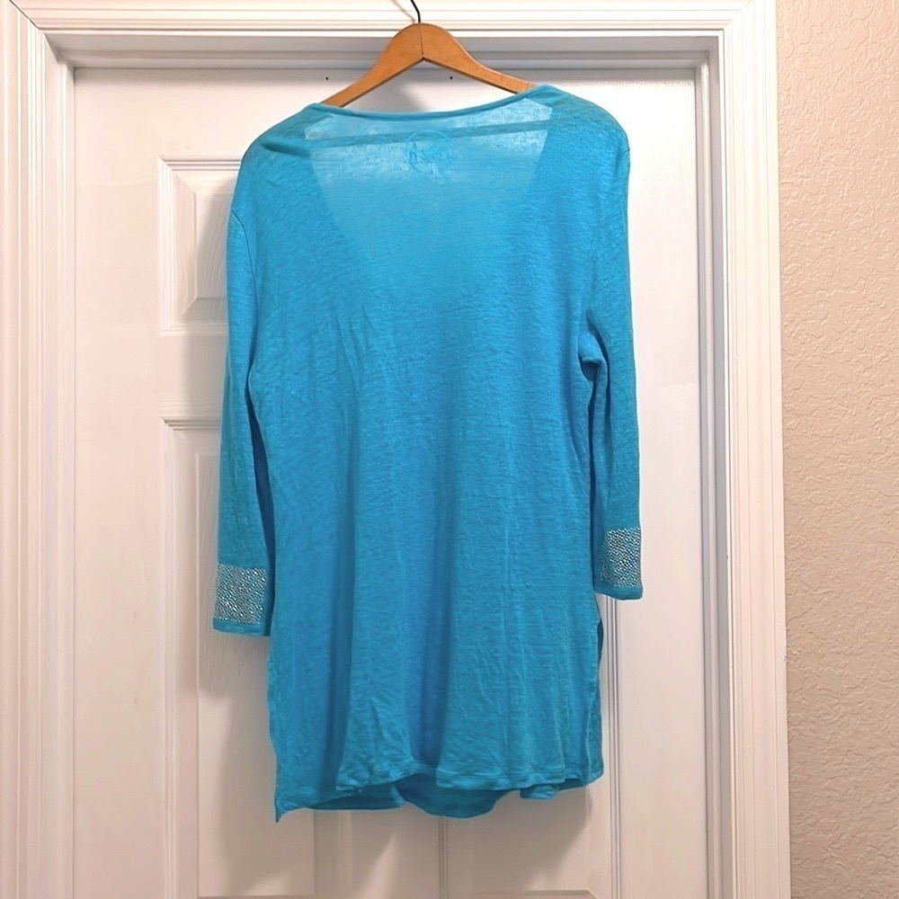 INC International Concepts Beach Women’s Teal Blue Sequin Top Size XL - Picture 3 of 5